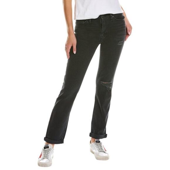 NWT Hudson Nico Mid Rise Straight Ankle Jeans sz 25 Black Ash Destruct Stretch - Picture 1 of 13